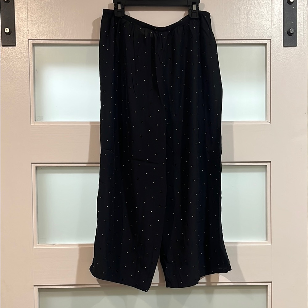 Victoria’s Secret Black silky viscose Polka Dot Wide-Leg crop Pants S